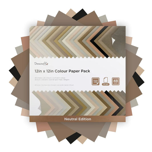 Dovecraft 12in x 12in Coloured Paper Pack | Neutral Edition