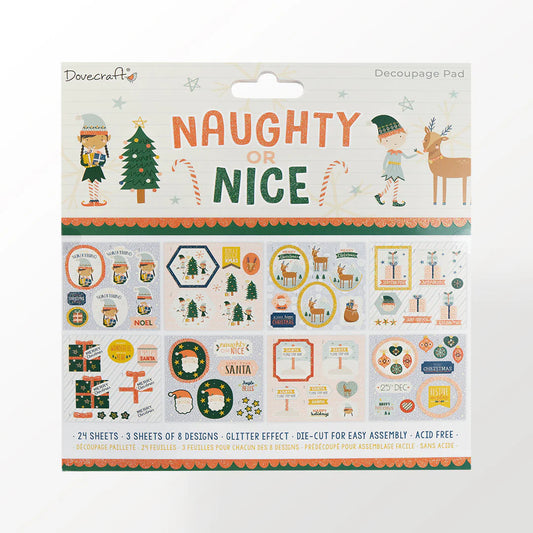 Dovecraft Naughty or Nice Christmas 8x8 Decoupage Pad